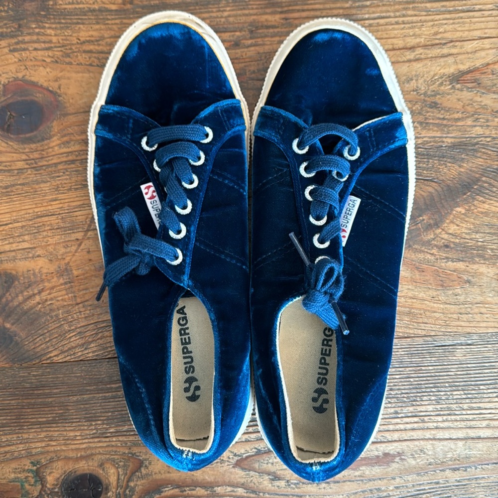 Women’s Superga/ blue velvety shoes / size  8.5